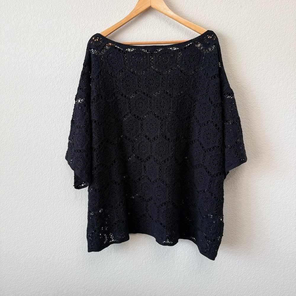 Torrid Black Crochet Pullover Sweater Knitted Crewneck Half Sleeve Top Size 4X - Picture 7 of 13